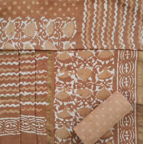 Elegant Hand Block Print Chanderi Silk Suit Set (CHA48)